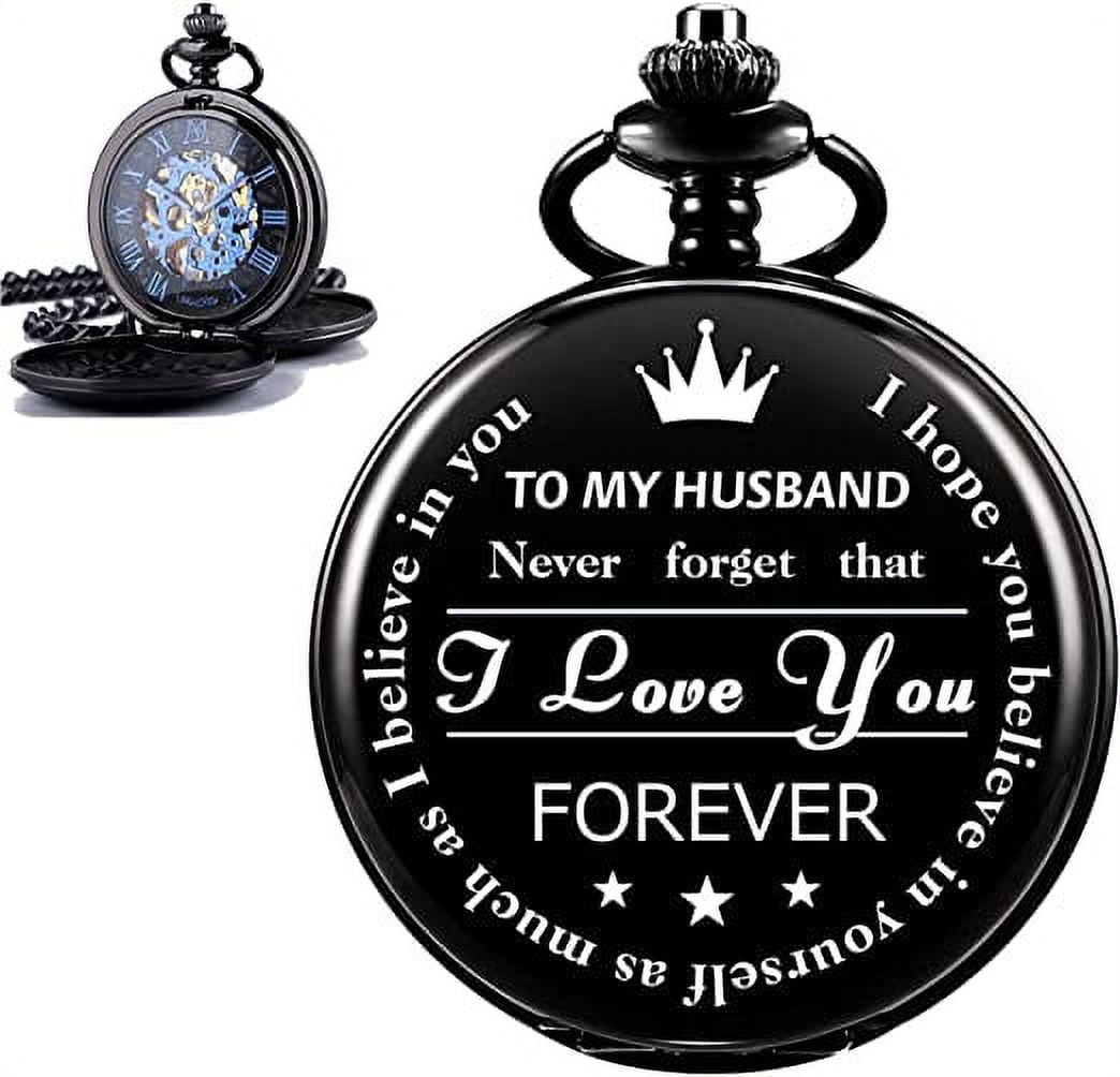 Pocket Watch With Chain ManChDa Mechanical Roman Numerals Dial