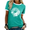 thumbnail image 1 of ManHanLi Women Dandelion Daisy Print Crew Neck Short Sleeve Contrast Color Tee, 1 of 7
