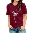 thumbnail image 1 of ManHanLi Women Dandelion Graphic Print Round Neck Short Sleeve T-Shirt, 1 of 7