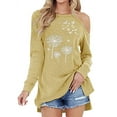 thumbnail image 1 of ManHanLi Women Dandelion Print Cold Shoulder Long Sleeve Split Hem Blouse, 1 of 2
