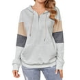 thumbnail image 1 of ManHanLi Women Drawstring Zipper Kangaroo Pocket Color Block Long Sleeve Hoodie, 1 of 8
