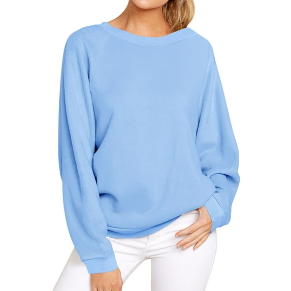 ManHanLi Women Solid Color Crew Neck Raglan Long Sleeve Sweatshirt