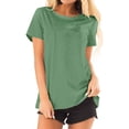 thumbnail image 1 of ManHanLi Women Solid Color Crew Neck Short Sleeve T-Shirt, 1 of 2
