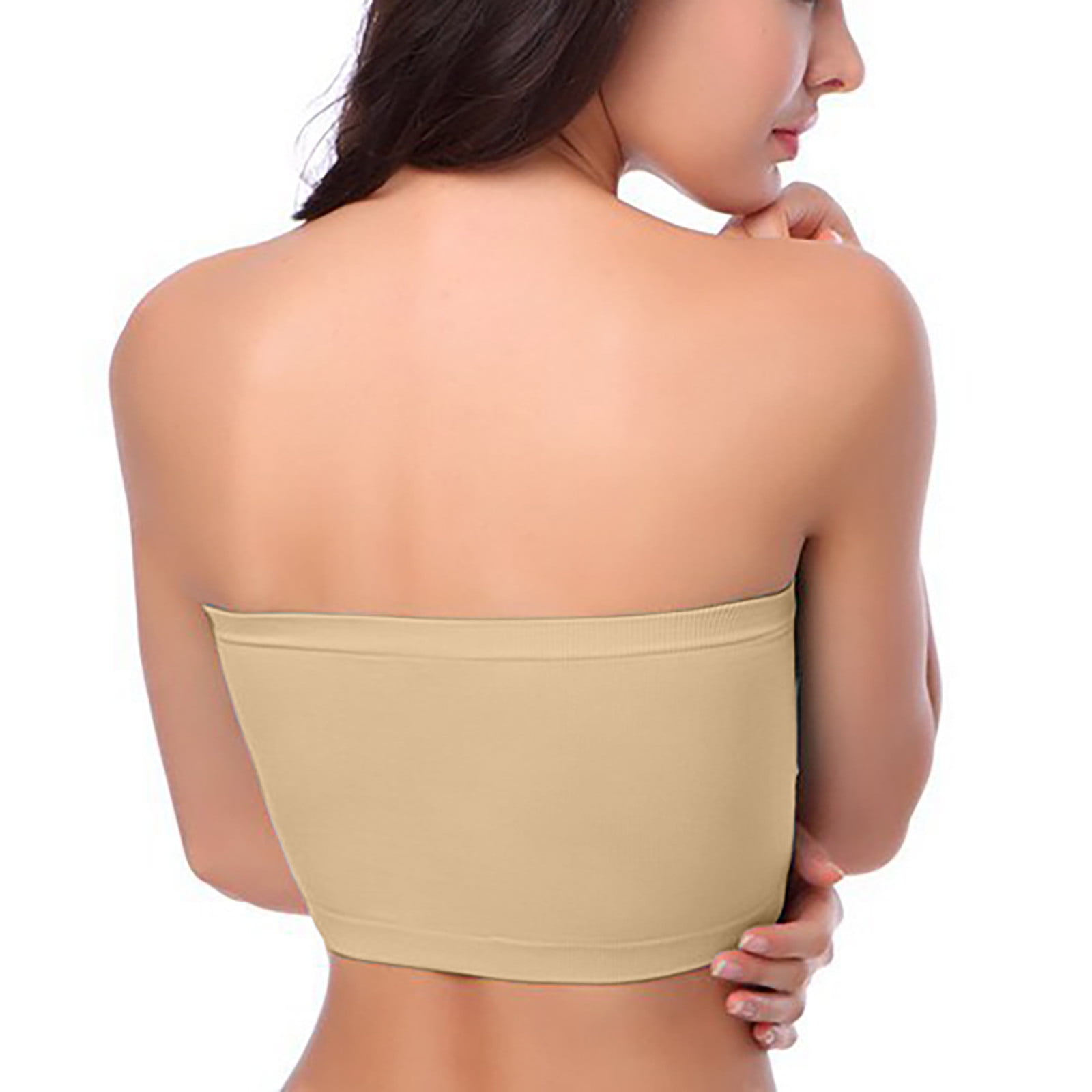 ManTuo Bras for women,Women's One-Piece Bra Everyday Underwear Strapless  Polishing Bra Bandeau Beige M(M) 