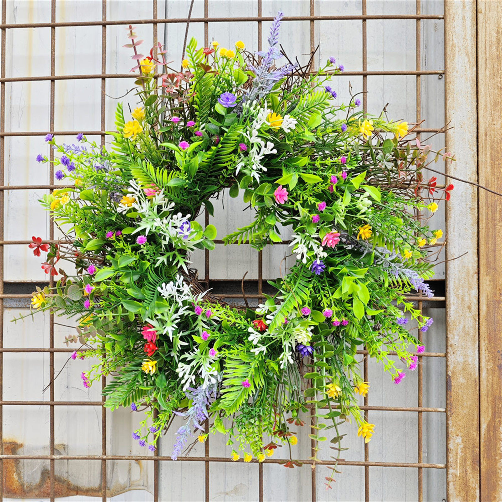ManTuo Spring Wreaths for Front Door Outside Welcome Summer Flower ...
