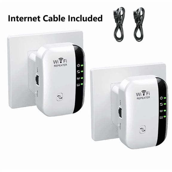 ManYmbyan 2 Pack WiFi Extender Signal Booster Up to 3000sq.ft and 30 Devices, WiFi Range Extender, Wireless Internet Repeater, Long Range Amplifier with Ethernet Port, 1-Key Setup, Access Point