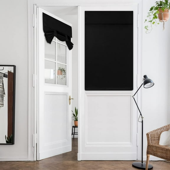 ManYmbyan French Black Door Curtains, Privacy Door Curtains for Door Window, French Door Blinds for Glass Door, Thermal Insulated Tie Up Shade Door Window Covering for Bedroom, W26 X L40