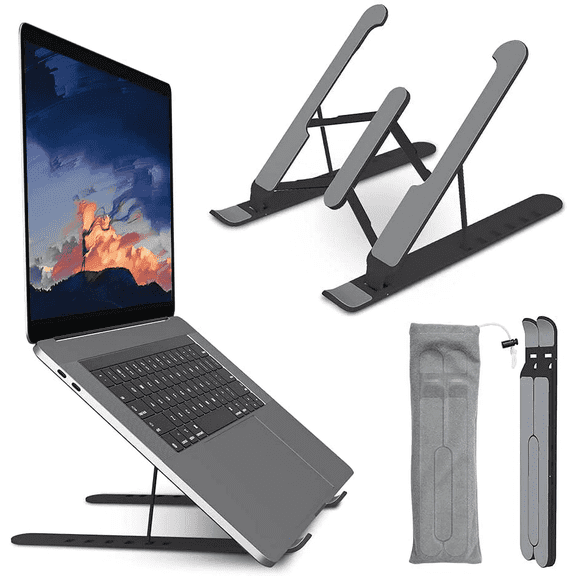 ManYmbyan Portable Laptop Stand with 6 Levels of Vertical Height Adjustable Angles, Aluminum Foldable Laptop Holder for Laptops Tablets Compatible with MacBook Pro/Air, Lenovo, HP, 25.4-39 inch, 6cm