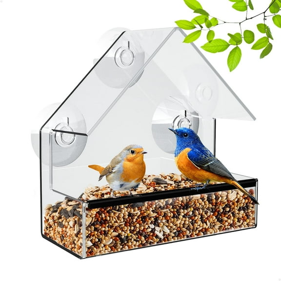 ManYmbyan Samll Window Bird Feeder, Clear Window Bird Feeders with Strong Suction Cups, Bird House for Outside Wild Birds