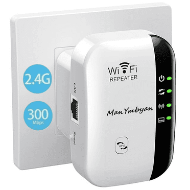 ManYmbyan WiFi Extender Signal Booster Up to 3000sq.ft and 30 Devices, WiFi Range Extender, Wireless Internet Repeater, Long Range Amplifier with Ethernet Port, 1-Key Setup, Access Point