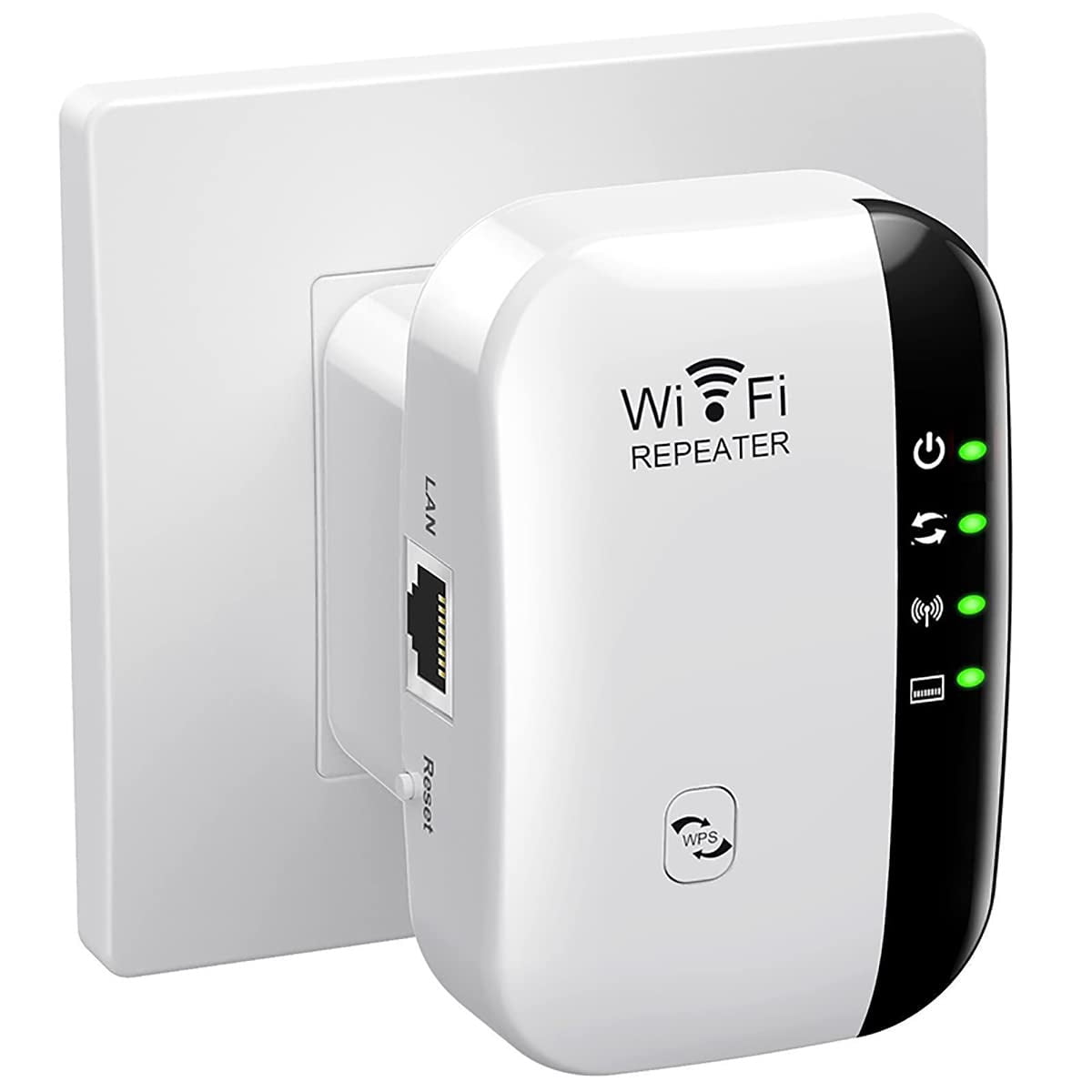 ManYmbyan WiFi Extender Signal Booster Up to 3000sq.ft and 30 Devices, WiFi Range Extender, Wireless Internet Repeater, Long Range Amplifier with Ethernet Port, 1-Key Setup, Access Point
