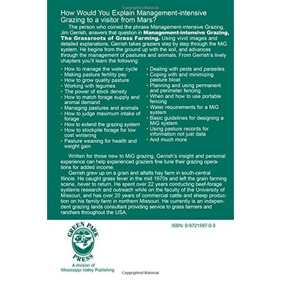 Pre-Owned Management-Intensive Grazing: The Grassroots of Grass Farming (Paperback) 0972159703 9780972159708