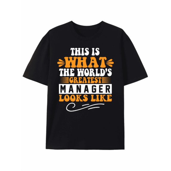 Manager Black 180G 100% Cotton Men Retro UniShirt Graphic Tshirts Original UniShirt Graphic Tshirts,Oversized Style