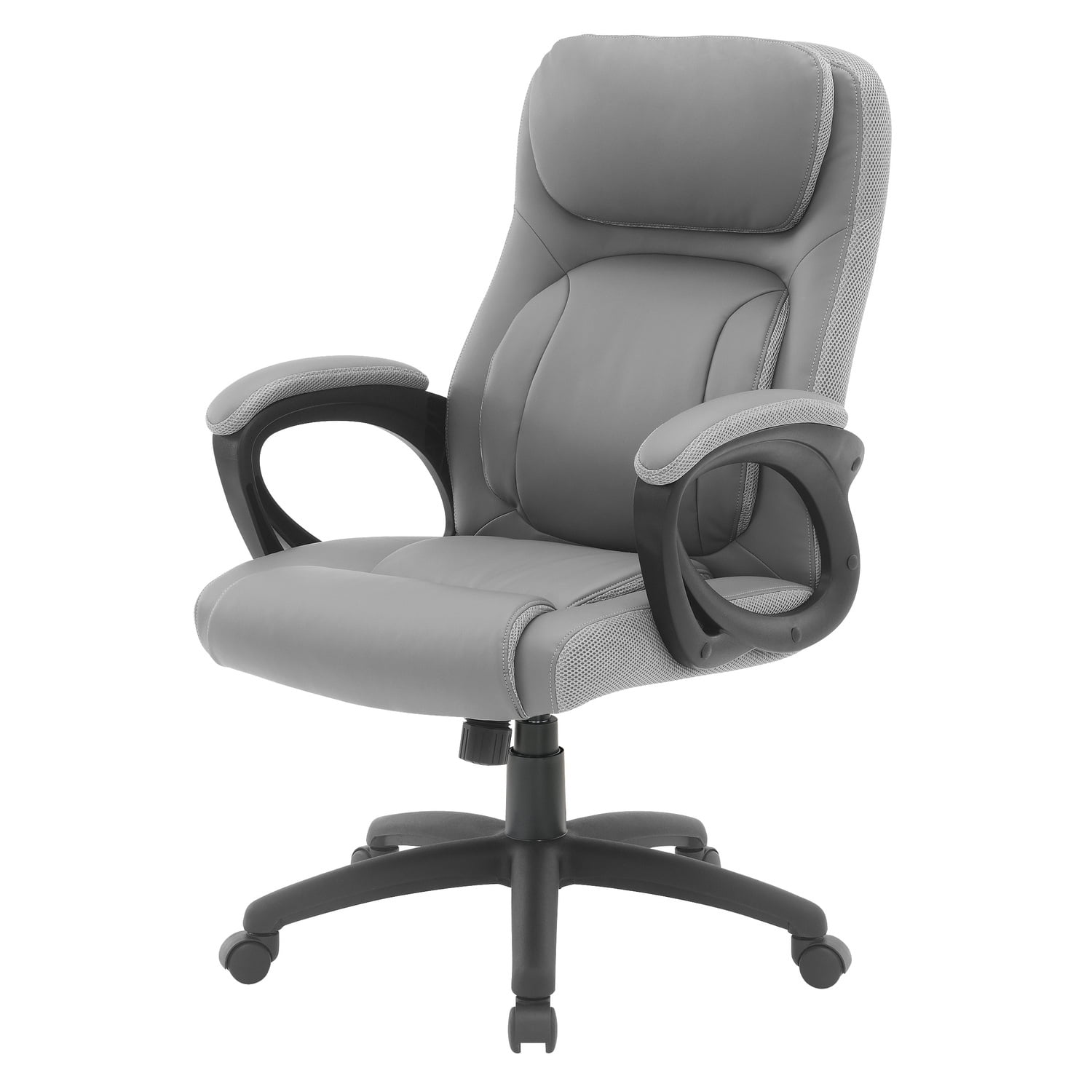 Taupe Faux Leather Executive Swivel Office Chair with Padded Arms