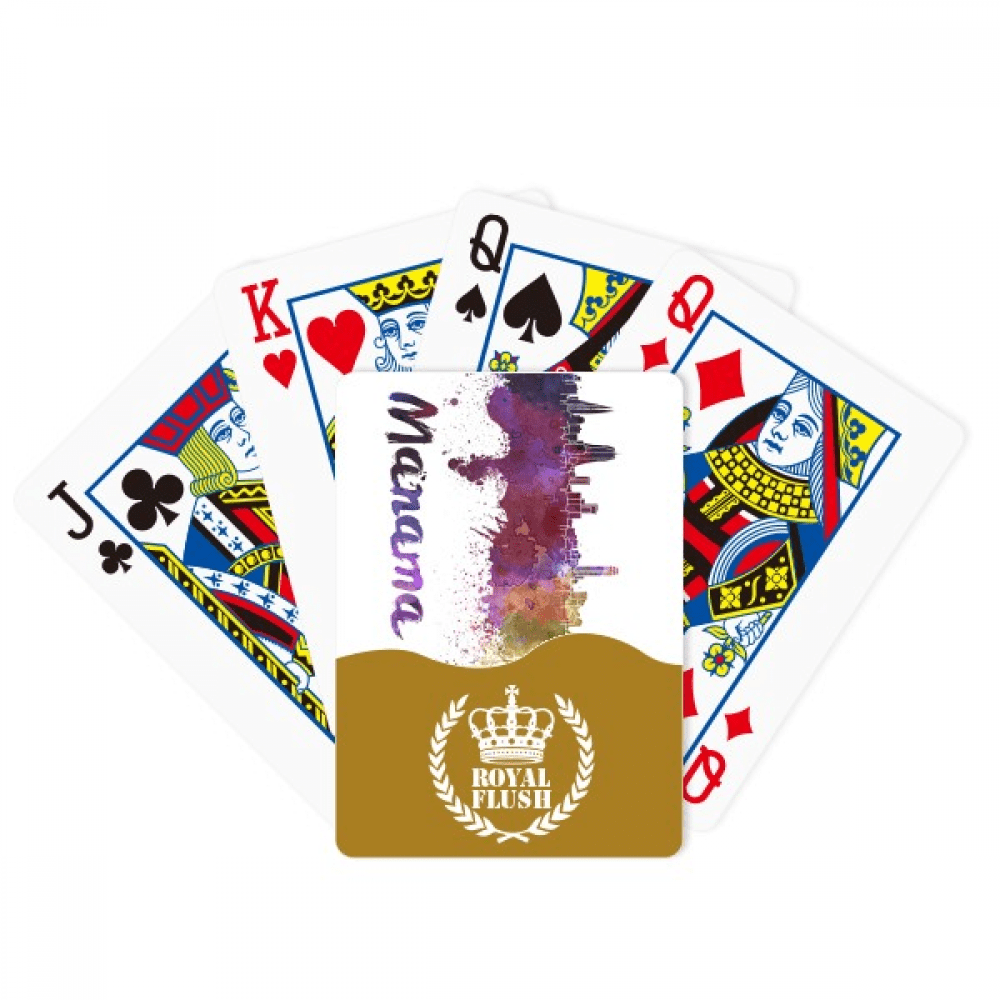 Manama Bahrain City Watercolor Royal Flush Poker Playing Card Game