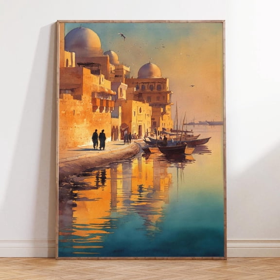 Manama Bahrain Modern Harbor Skyline Print Unframed Paper Print