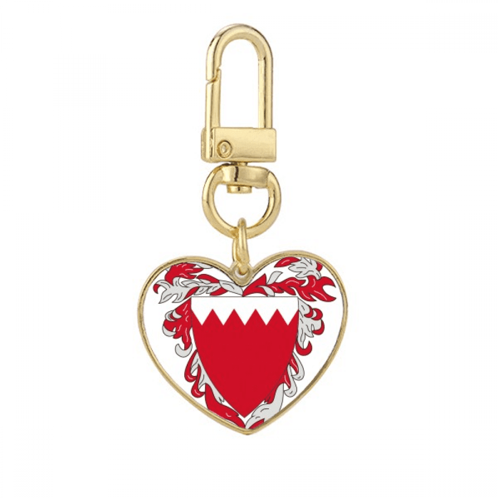 Keychain Bahrain Manama Bahrain National Emblem Gold Heart Keychain Metal Keyring Holder ...