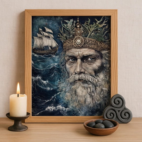 Manann¡n mac Lir Celtic God Wall Art Irish Mythology Print God of the Sea and Beyond Celtic Tonalism Decor Celtic Spiritual Artwork