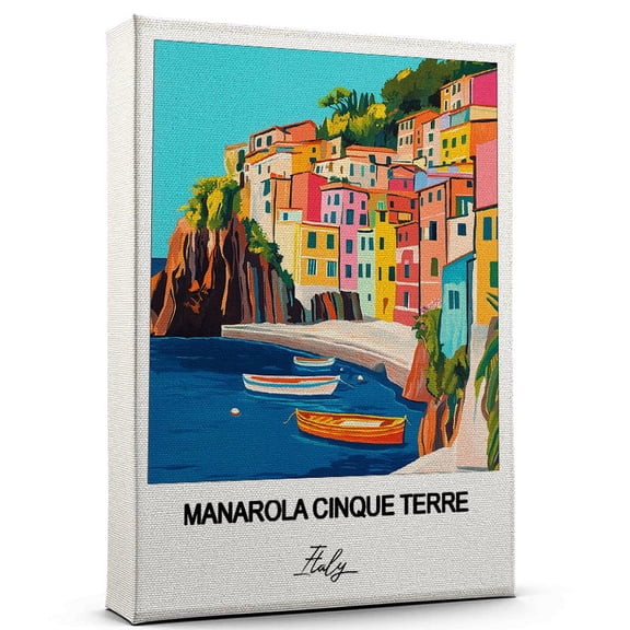 Manarola Cinque Terre Travel Print on Canvas Italy Canvas Great for Travel Enthusiasts, Perfect for Home & Office Decor