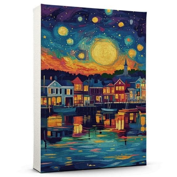Manasquan Travel Canvas Prints, New Jersey Starry Night Travel decor, Manasquan Map Poster, New Jersey Travel Decor Artwork - 98AZ817