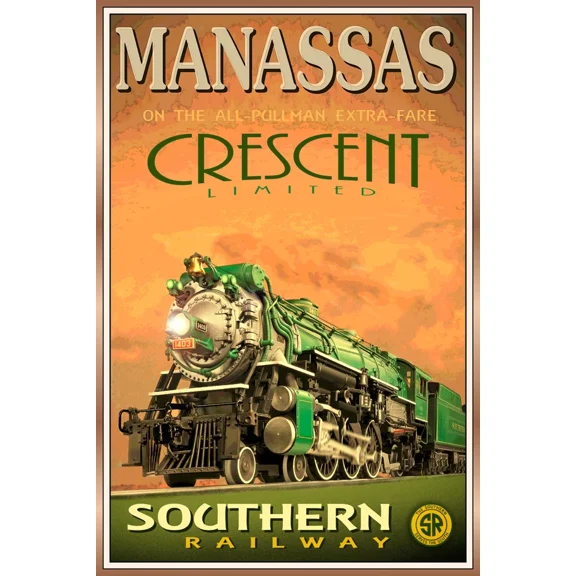 Manassas Virginia Crescent Ltd Southern Railway Train Poster Home Decor Office Wall Art