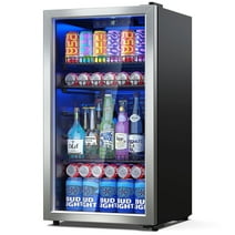 Manastin 120 Can Beverage Refrigerator Cooler 3.2 Cu.ft Mini Fridge with Glass Door & Adjustable Shelves, Perfect for Home, Office or Bar
