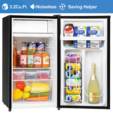 Manastin 3.2 Cu.ft Mini Fridge Energy Saving Compact Refrigerator with Reversible Door, Black