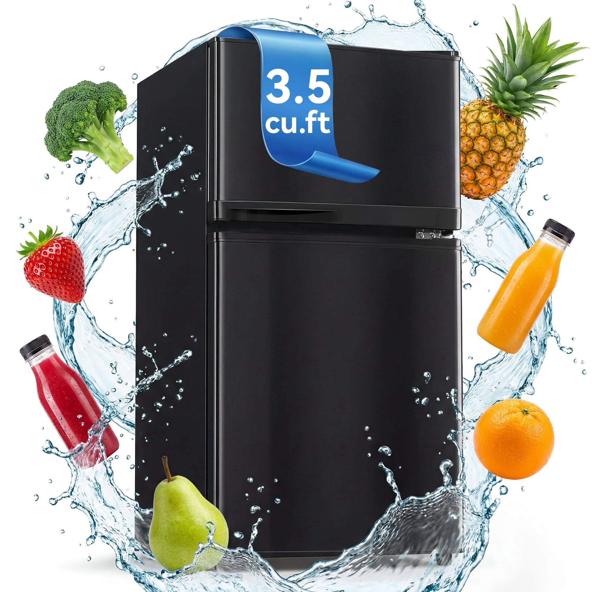 UrbanSync 3.5 Cu.Ft Mini Fridge with Freezer – Quiet, Energy-Efficient, and Space-Smart, Black