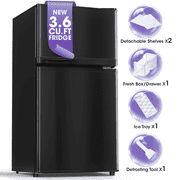 Patiosunny Mini Fridge for Bedroom 3.6 Cu.Ft Small Refrigerator with Freezer for Dorm Office, Compact Single Door Adjustable Thermostat Low Noise, Black