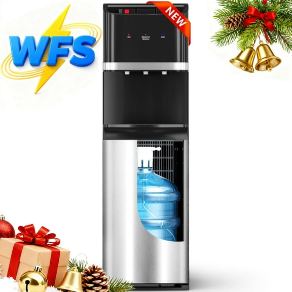 Patiosunny Bottom Loading 304 Stainless Steel Water Cooler Dispenser for 5 Gallon Bottles, Water Cooler with 3 Temperature Settings - Hot, Cold & Room Water, Ideal Design for Home & Office