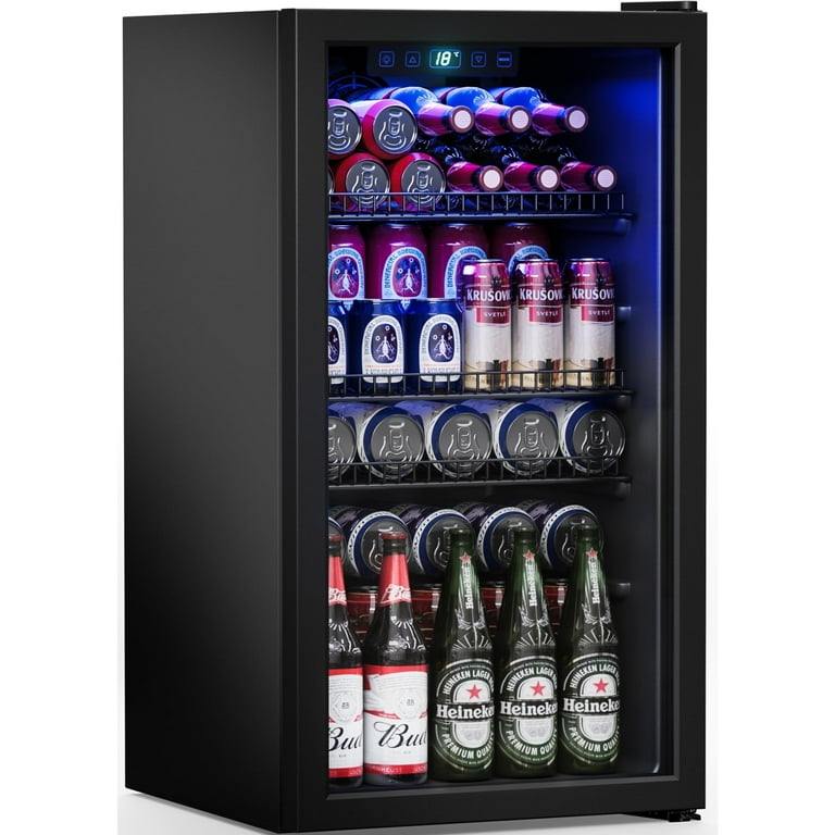 Manastin 120 Can Beverage Cooler, Mini Fridge with Glass