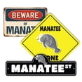 thumbnail image 1 of Manatee (3 Pack) Large Plastic Street Sign Crossing Sign Warning Sign Vintage Rustic Beware Warning Xing Marine Animal Ocean Wildlife Water Nature Mammal Cute Beach Swim Decor Fun, 1 of 8