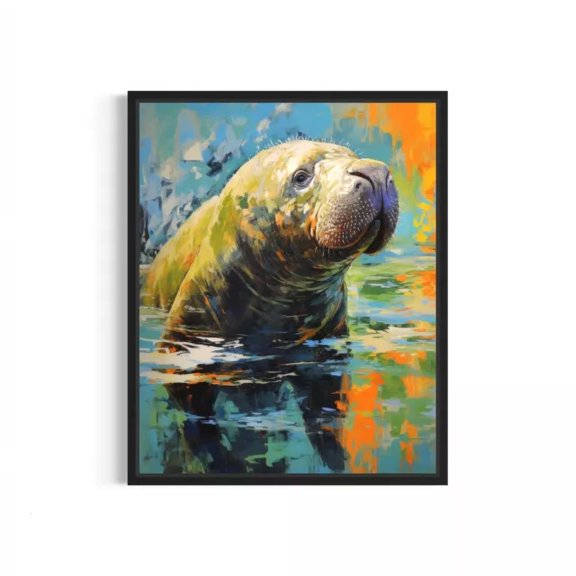 Manatee Animal Abstract Art Print Poster Wall Art Painting POSTER Home Decor Vintage Art Print Haging Poster Cute Birthday Gift Wall Art