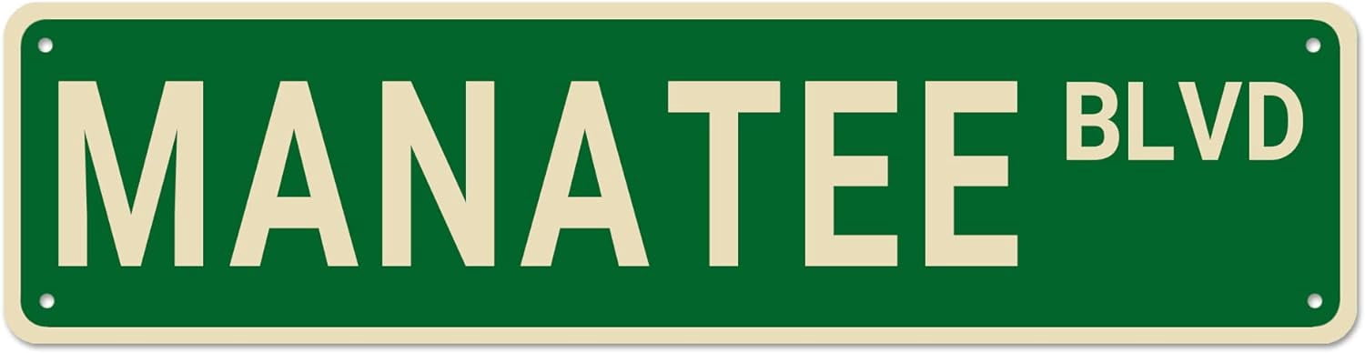 Manatee BLVD Street Sign, Manatee Sign Manatee Decor Manatee Lover Gift ...