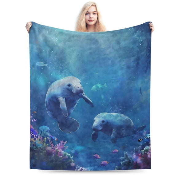 Manatee Blanket Lightweight Flannel Blankets Gifts 50x40