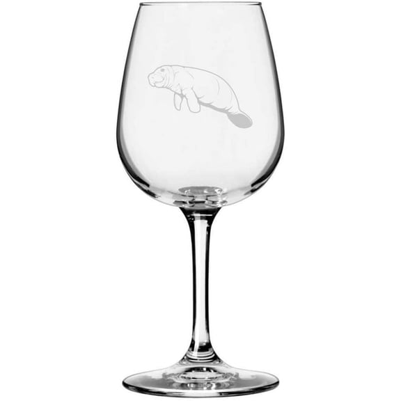 Manatee Body Zoo Animal Themed Etched All Purpose 12.75oz Libbey Wine Glass