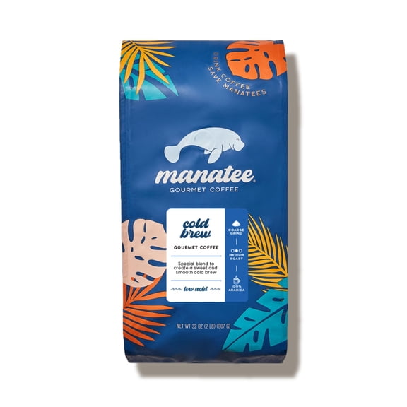 Manatee Gourmet Coffee, Cold Brew, Medium Roast, Ground, 2 lb