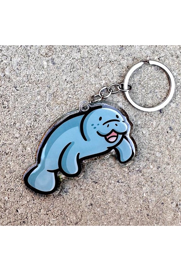 Manatee Keychain | Cute Acrylic Keychain | kawaii animal keychain | kawaii manatee keychain | cartoon manatee keychain | underwater animals