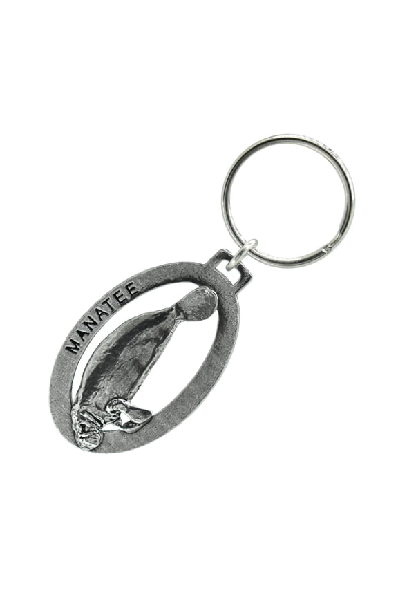 Manatee Keychain, M060KC, 2 Inches, Sea Cow, Marine Mammal, Florida, Wildlife, Nature, Gift, Metal, Key Fob, Key Ring, Keys, Zipper Pull, Luggage Tag, Pewter, Backpack, Made in the USA