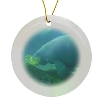 3drose, Manatee Munch, Circle Porcelain Ornament
