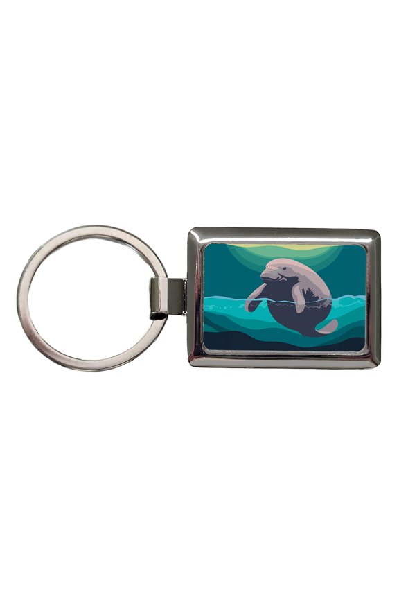 Manatee Ocean Sea Animal Metal Rectangle Keychain