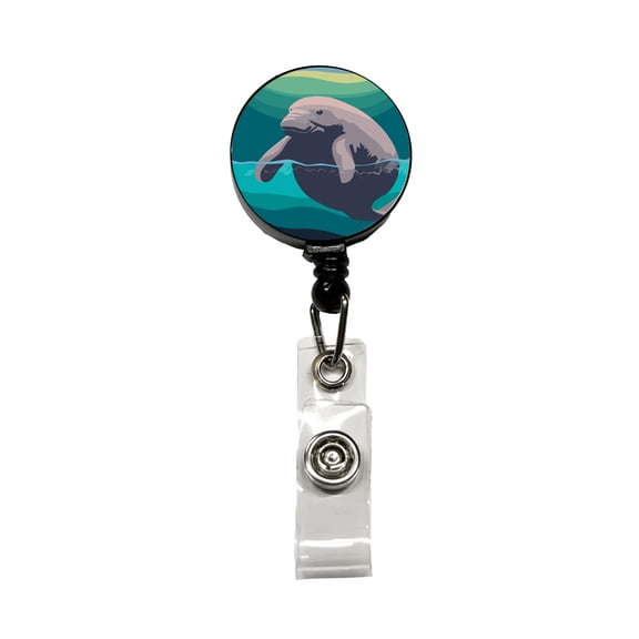 Manatee Ocean Sea Animal Retractable Reel ID Badge Key Card Name Tag Holder with Clip