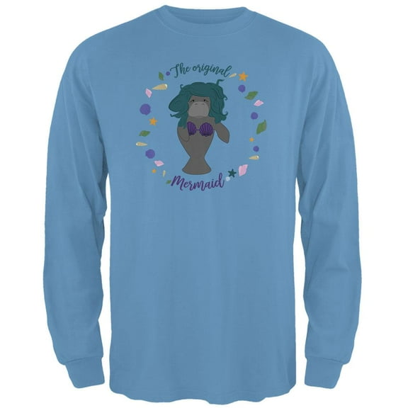 Manatee Original Mermaid Funny Mens Long Sleeve T Shirt
