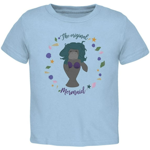 Manatee Original Mermaid Funny Toddler T Shirt Light Blue 2T