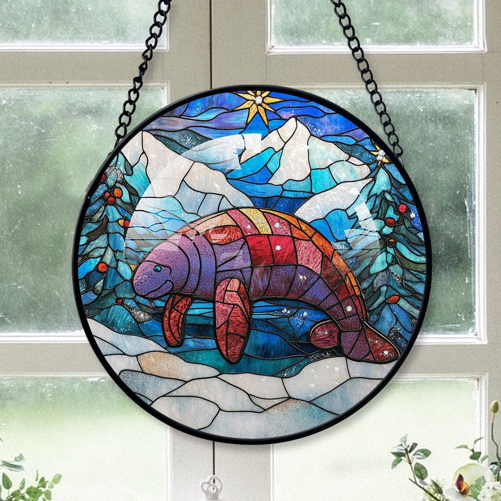 Manatee Ornament Christmas 2025, ManateeStained Glass Window Art ...