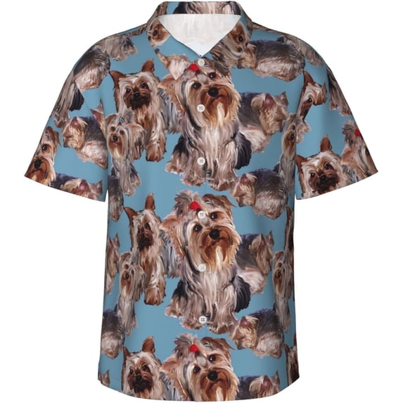 Manatee Starfish Pattern Mens Hawaiian Shirt Short Sleeve Casual Button Up Tropical Summer Beach Shirt