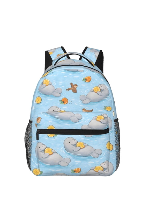 Manatee Summer Citrus Backpack Lightweight Rucksack Travel Bag for Men and Women