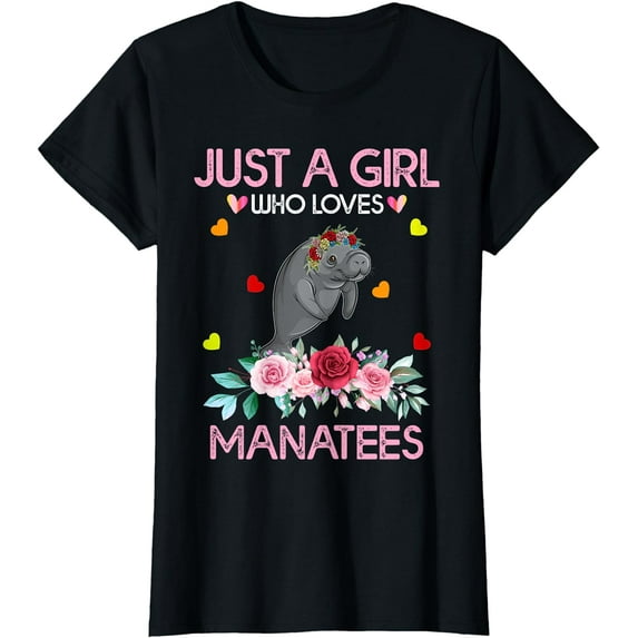 Manatee Tee For Women Kids Just A Girl Who Loves Manatees T-Shirt