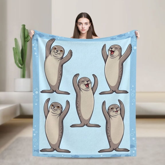 Manatee Throw Blanket Beautiful Sea Cow Landscape Print Blanket Gift for Grandma, Bed Decor 50x40