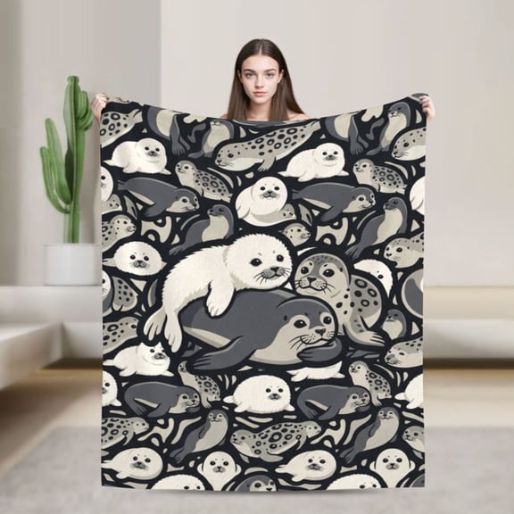 Manatee Throw Blanket Cozy Warm All Season Air Conditioning Blanket for Couch, Aesthetic Room Decor 50x40